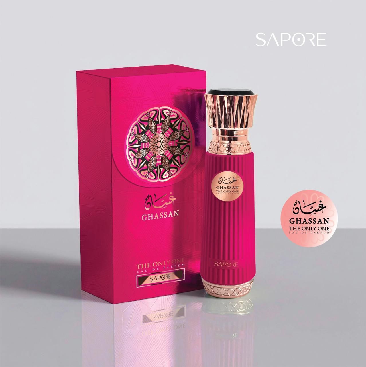 Ghassan The Only One by Sapore pink eau de parfum bottle and box