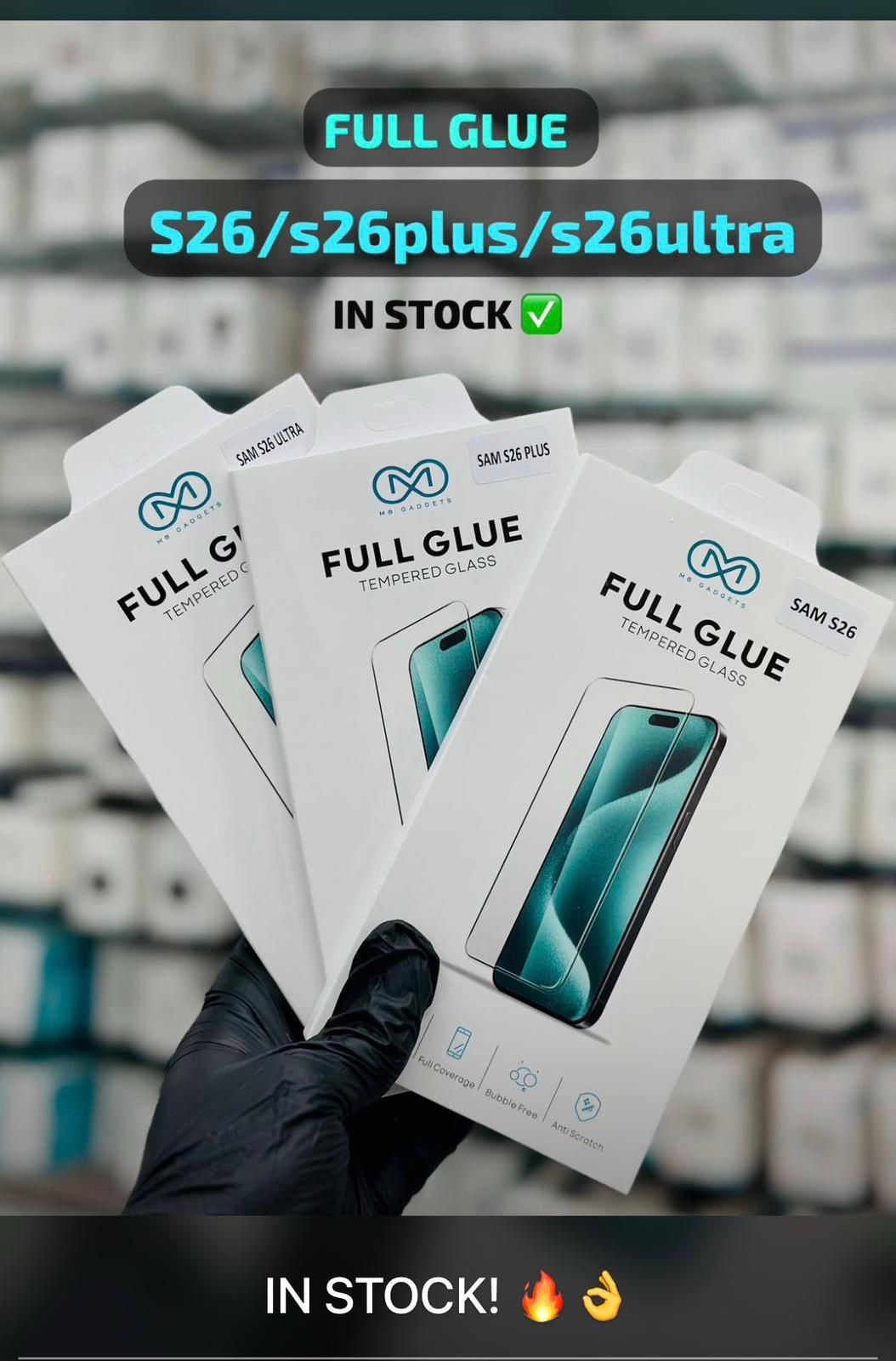M8 Full Glue tempered glass — Samsung S26 range
