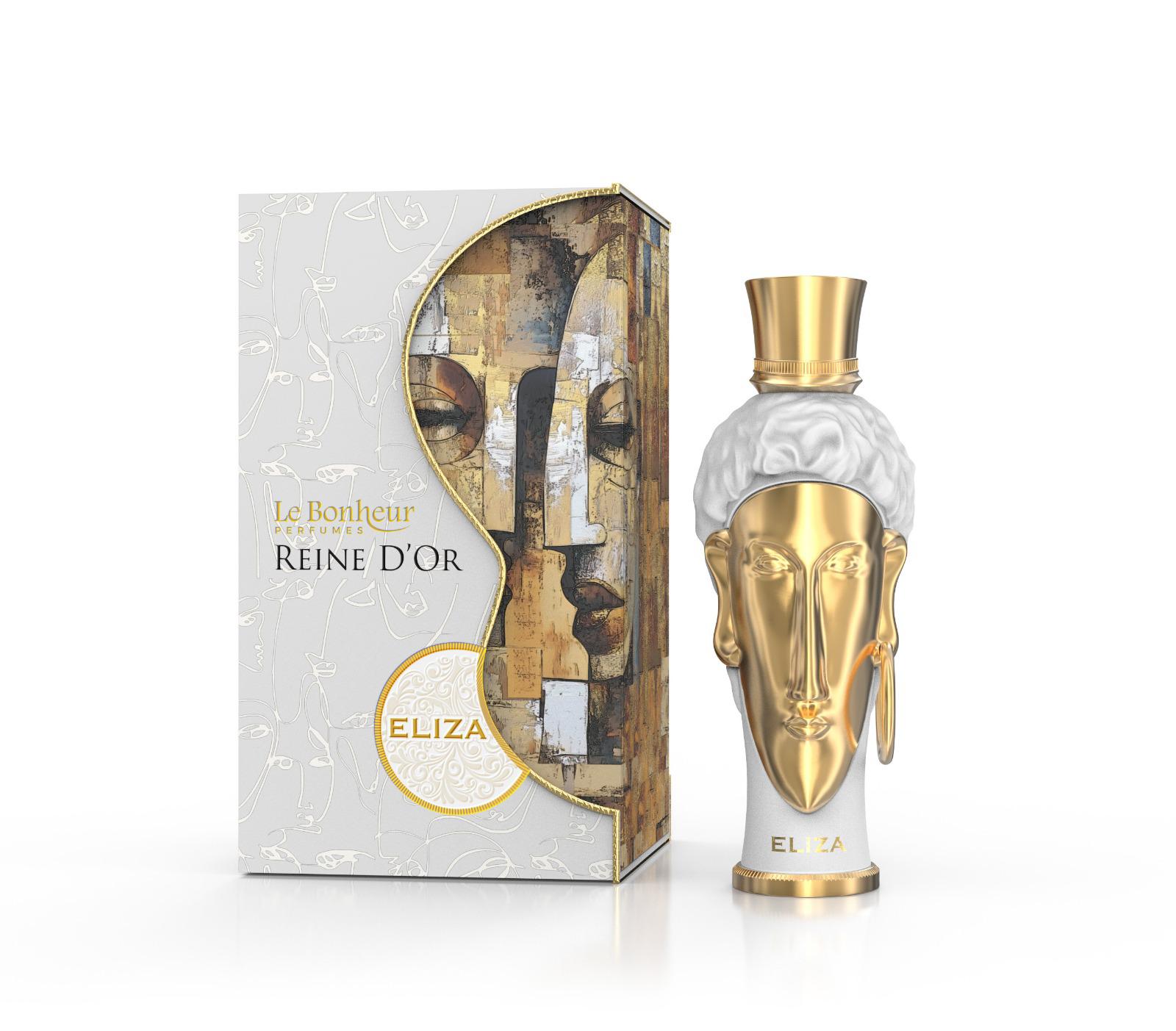 Eliza Reine d'Or by Le Bonheur Perfumes bottle and presentation box